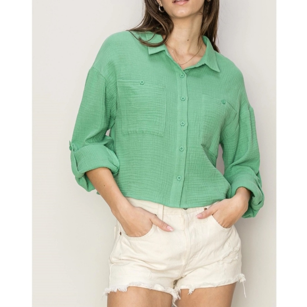 #3720 🛑S,M,L NEW! Boho Double Gauze Shirt